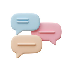 Three Soft Pastel 3D Speech Bubbles Chat Icons.