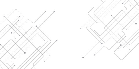 Line seamless pattern. Repeating abstract black lines isolated on white background. Repeated geometric shape for design prints. Circuit board seamless pattern, vector background. Microchip technology 