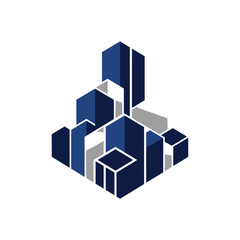Obraz premium Abstract City Logo: A Modern and Clean Design Representing a Cityscape with Geometric Shapes.
