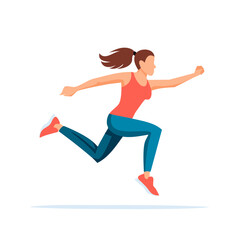 Fototapeta premium Athletic Woman Running Forward, Active Lifestyle, Healthy Female Jogging