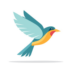 Obraz premium Stylized bird in flight, blue plumage, artistic design, avian illustration