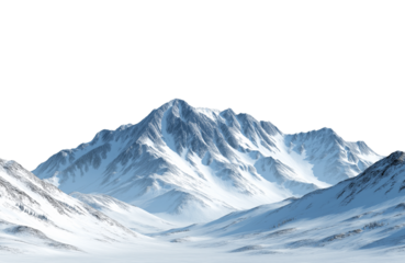 Majestic snowcapped mountain peak isolated on transparent background, a breathtaking landscape of natures grandeur and beauty