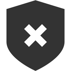 black silhouette shield cross x icon