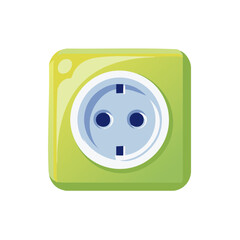 Green Electric Socket Cartoon Style Electricity Outlet Receptacle