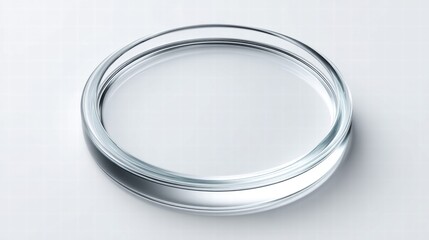 A clear petri dish sits on a white surface, perfect for scientific experiments and research projects.