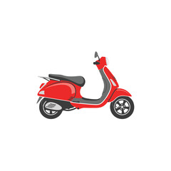 Scooter Classic Red Retro Vehicle Vector Illustration Design Icon Symbol Element