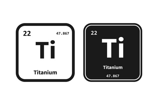 Titanium, Ti, chemical periodic table element icon. The chemical element of the periodic table. Icon with molar mass and atomic number for lab, science or chemistry class.