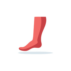 Single Human Leg Cartoon Style: Foot, Calf, Thigh in Red Shade
