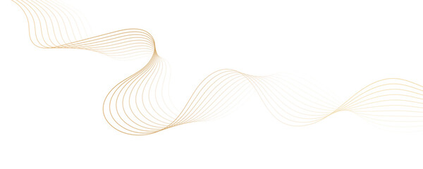 Minimal abstract background with golden curved lines and elegant wave pattern design. Digital energy waves technology concept modern backdrop design for business, presentation, banner.