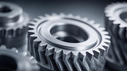 A detailed image showcasing multiple interlocking metal gears in a machine system.