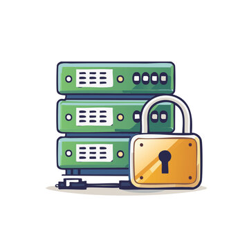 Secure Server Rack with Padlock Protection Data Security Concept