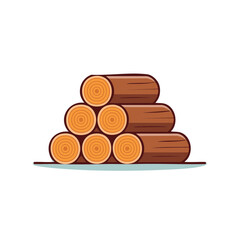 Stacked Logs Illustration in Cartoon Style Logs Timber Firewood