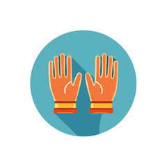 Obraz premium Orange Protective Work Gloves on a Blue Background Safety Handwear