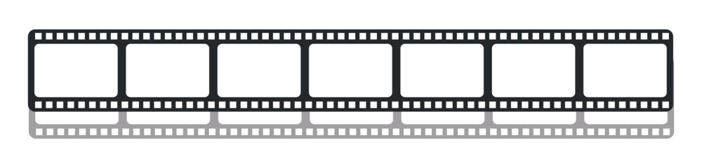 Cinema filmstrip roll on white background. Blank negative film. 35mm film slide frame. Cinema or photo frames. Long, retro film strip frame. Vector illustration