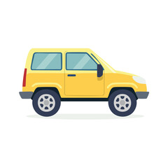 Fototapeta premium Vibrant Yellow Off-Road Vehicle Illustration, Sport Utility Car Adventure, Automobile Transportation Icon, Automotive Design Element