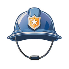 Fototapeta premium Illustration of a Blue Firefighter Helmet with a Gold Star Emblem Protecting its wearer in hazardous situations vector