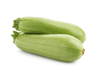 Two fresh ripe zucchinis isolated on white
