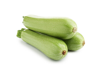 Three fresh ripe zucchinis isolated on white