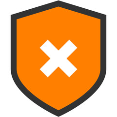 Obraz premium orange shield cross x icon