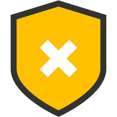 Obraz premium yellow shield cross x icon