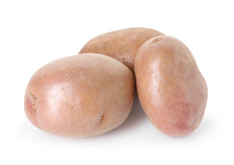 Three fresh ripe potatoes isolated on white