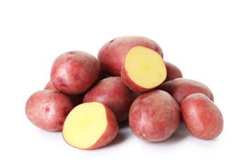 Fresh ripe red potatoes isolated on white