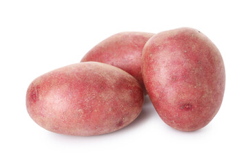Fresh ripe red potatoes isolated on white