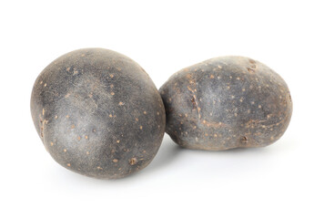 Fresh ripe purple potatoes isolated on white