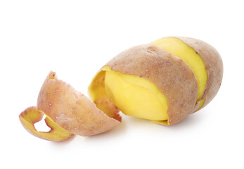 Raw potato with peel isolated on white