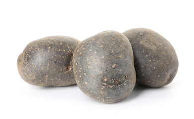 Fresh ripe purple potatoes isolated on white