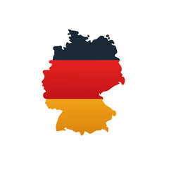 Fototapeta premium Germany Map Outline Silhouette Displaying National Flag Colors Black Red and Gold on White