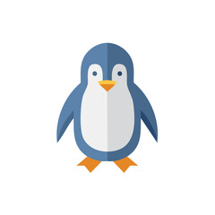 Fototapeta premium Adorable Penguin Character in Simple Vector Graphic Style Standing Still Illustration Isolated on White Background