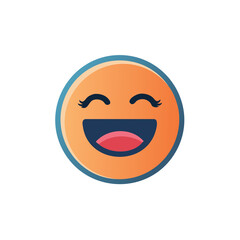 Obraz premium Joyful Orange Smiley Face with Lashes, Social Media Emoticon, Expressing Happiness