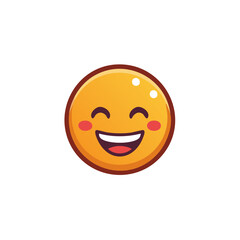 Fototapeta premium Joyful Orange Smiley Face with Cheeks Laughing Emoticon Vector Illustration