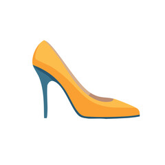 Obraz premium Stylish Yellow High Heel Shoe with Blue Heel and Sole for Fashion Illustration
