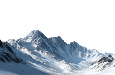 Majestic snowcapped mountain peak isolated on transparent background, a breathtaking landscape of natures grandeur and beauty