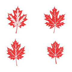 4 icon set  of red leaf eps