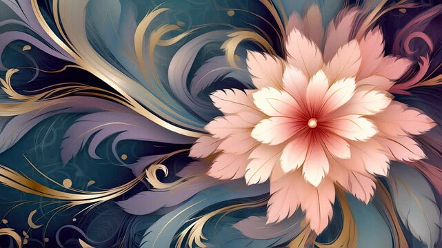Stunning and beautiful abstract floral designs adorned with pastel colors set against a dark background