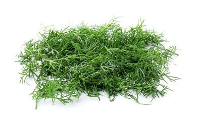 Pile of fresh cut dill isolated on white
