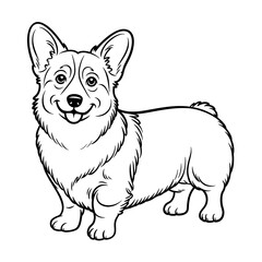 Fototapeta premium Charming Corgi Illustration A Delightful Depiction of a Pembroke Welsh Corgi with Playful Expression and Detailed Outlines