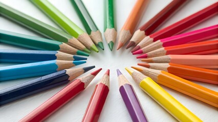 Naklejka premium colored pencils on white background