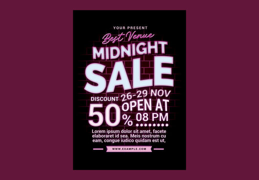 Midnight Sale Flyer Poster