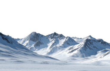 Majestic snowcapped mountain peak isolated on transparent background, a breathtaking landscape of natures grandeur and beauty