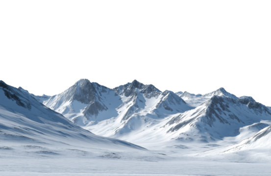 Majestic snowcapped mountain peak isolated on transparent background, a breathtaking landscape of natures grandeur and beauty
