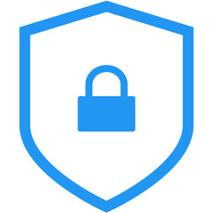 blue outline shield lock secure icon