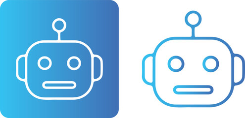 “Twin Chatbot Icons” – Gradient Blue Robot Faces in Dual Presentation for Conversational Branding, UI Feedback, and Modular Merch
