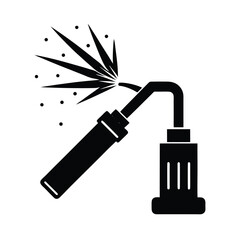 Silhouette of Welding torch silhouette with sparks, industrial work design