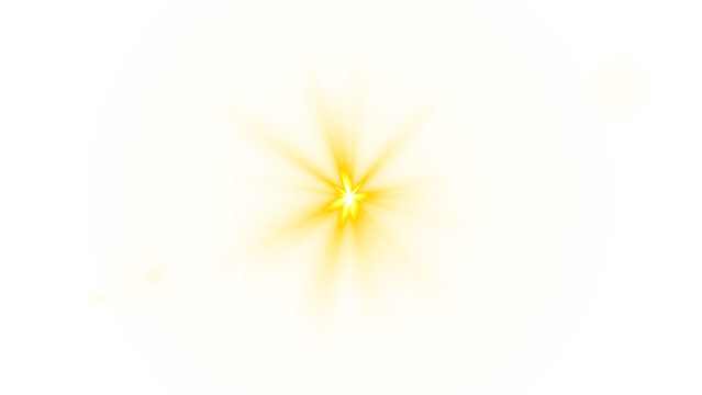 PNG transparent sunlight special lens flare light effect. Shiny overlay of magic starburst, gold light, Dynamic golden starburst or lens flare effect with radiating beams, shine, explosion,