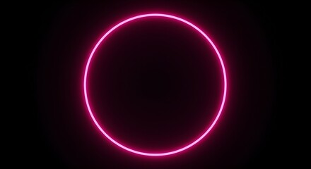 Pink neon circle glows on black. Minimal, abstract backdrop for posters, branding, presentations.