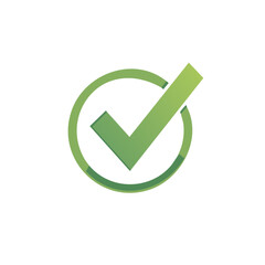 Green check mark inside a circle signifies approval and success